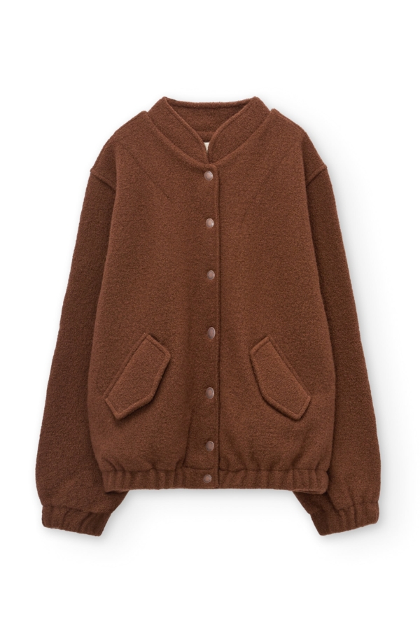 Chaqueta bomber 100% lana virgen marrón