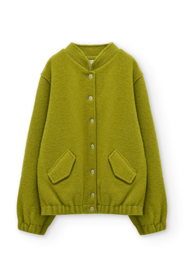 Chaqueta bomber 100% lana virgen verde pistacho
