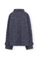 Chaqueta corta cruzada de lana y algodón orgánico azul arándano