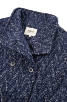 Chaqueta corta cruzada de lana y algodón orgánico azul arándano
