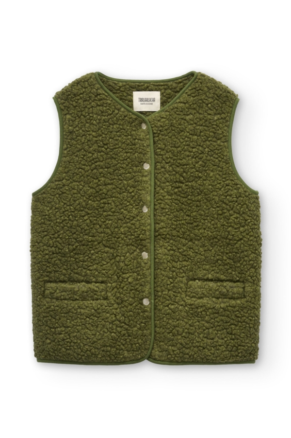 Chaleco borreguito lana algodón orgánico verde oliva
